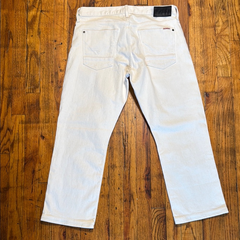 HUDSON Men's Byron Five Pocket Straight Ivory Cream Button Fly Jeans Size‎ 31